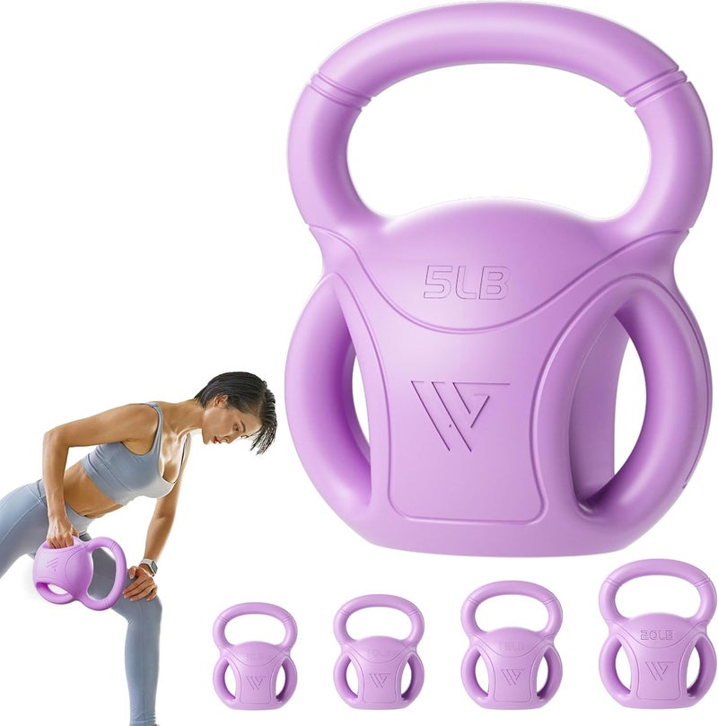 RUNWE 3 Handle Kettlebells Weight - Weight for Women Options 5, 10, 15 and 20 LB for Russian Twists AB Exercise, Weightlifting and Core Fitness Exercise Home Gym [Single in Sold] - Image 1